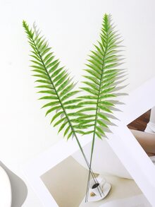 1入組人造熱帶印花樹葉 - 綠色 - 查看 3