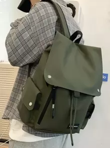 Fashion Peach Tree Flap Multi-Pocket Solid Color PU Backpack Christmas Men Bag Vacation Travel Essentials Dad Gifts Retro Bag Vintage School Bag Travel Backpack Large Capacity Sports Bag Laptop Bag Book Bag Funny Gifts Gifts For Men Bag For Men Boyfriend Gifts Holiday Essentials Camping Travel Bags Summer Back To School Beach Bag Beach Vintage Laptop Case The Sporty Life Summer Bag - Green - View 1