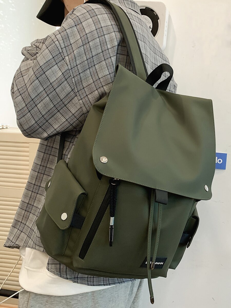 Fashion Peach Tree Flap Multi-Pocket Solid Color PU Backpack Christmas Men Bag Vacation Travel Essentials Dad Gifts Retro Bag Vintage School Bag Travel Backpack Large Capacity Sports Bag Laptop Bag Book Bag Funny Gifts Gifts For Men Bag For Men Boyfriend Gifts Holiday Essentials Camping Travel Bags Summer Back To School Beach Bag Beach Vintage Laptop Case The Sporty Life Summer Bag - Green - View 1