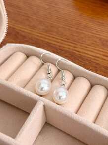 假珍珠水滴耳環 - 白色 - 查看 5