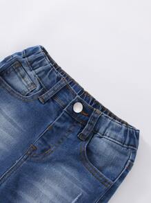 Toddler Boys Bleach Wash Ripped Tapered Jeans - Dark Wash - View 3