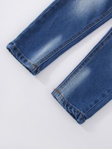 Toddler Boys Bleach Wash Ripped Tapered Jeans - Dark Wash - View 4