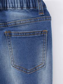 Toddler Boys Bleach Wash Ripped Tapered Jeans - Dark Wash - View 6