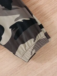 SHEIN Baby Letter Embroidered Tank Top & Camo Print Trousers - Multicolor - View 7