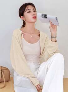 DAZY Áo khoác nữ màu trơn Giải trí - Màu be - Xem 1