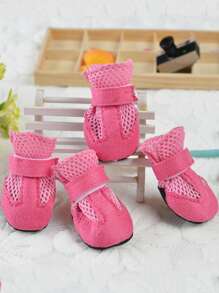 4pcs Breathable Pet Shoes - Pink - View 1