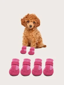 4pcs Breathable Pet Shoes - Pink - View 3