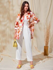 Seusyu Solid Paperbag Waist Trousers - White - View 4