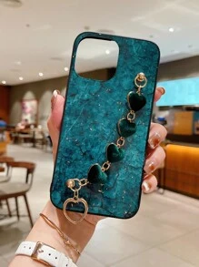 Ốp điện thoại in họa tiết đá cẩm thạch kèm dây đeo hình trái tim, phiên bản quốc tế, không phải phiên bản nội địa. - màu xanh lá - Xem 2