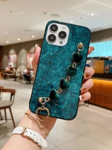 Ốp điện thoại in họa tiết đá cẩm thạch kèm dây đeo hình trái tim, phiên bản quốc tế, không phải phiên bản nội địa. - màu xanh lá - Xem 3