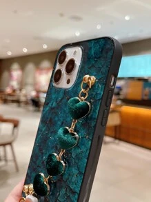 Ốp điện thoại in họa tiết đá cẩm thạch kèm dây đeo hình trái tim, phiên bản quốc tế, không phải phiên bản nội địa. - màu xanh lá - Xem 4