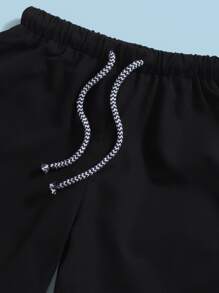 SHEIN Toddler Boys Tropical Print Tee And Shorts Set - Black and White - View 4