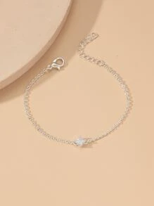 Cubic Zirconia Decor Bracelet - Silver - View 2