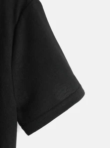 SHEIN Tween Boy Letter Pattern T-Shirt, Simple, Comfortable, Suitable For Daily Summer Wear - Black - View 4