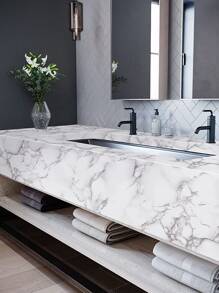 1pc Marble Pattern Wall Paper, 40x100cm Self Adhesive Wall Sticker For Home Decor,Renovation Stickers Peel Wall Panels,Wall Paper, Wallpapers,Spring Decoration Items Refresh Your Home,Rama Decoration Stickers - Multicolor - View 5