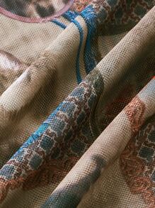 SHEIN MOD Tie Front Cat Print Dress - Multicolor - View 3