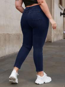 SHEIN Frenchy Plus High Waist Ripped Skinny Jeans