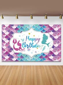 1pc Mermaid Pattern Background Cloth - Multicolor - View 1