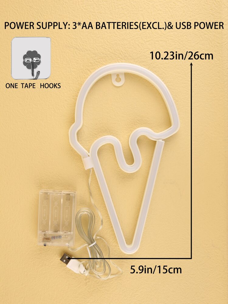 1pc Ice Cream Shaped Neon Light - Multicolor - View 7