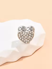 1入組魅力四射鋅合金水鑽愛心設計DIY吊墜適用於女士DIY首飾製作 - 彩色 - 查看 1