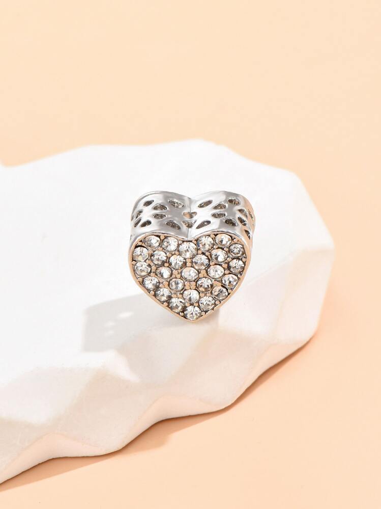 1入組魅力四射鋅合金水鑽愛心設計DIY吊墜適用於女士DIY首飾製作 - 彩色 - 查看 1