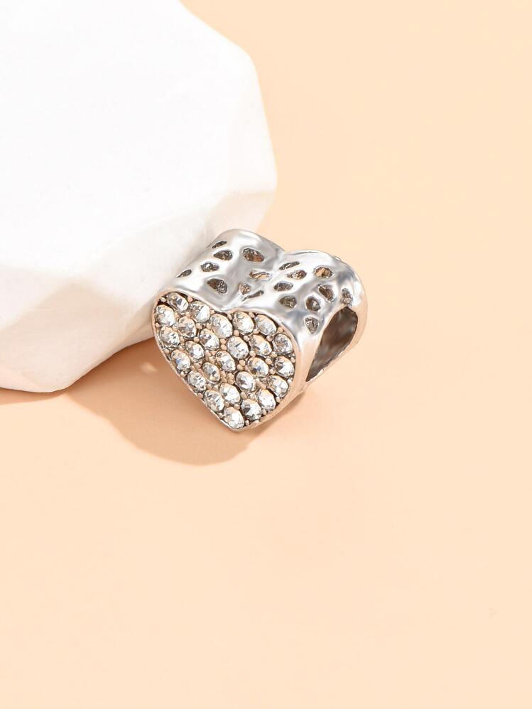 1入組魅力四射鋅合金水鑽愛心設計DIY吊墜適用於女士DIY首飾製作 - 彩色 - 查看 3