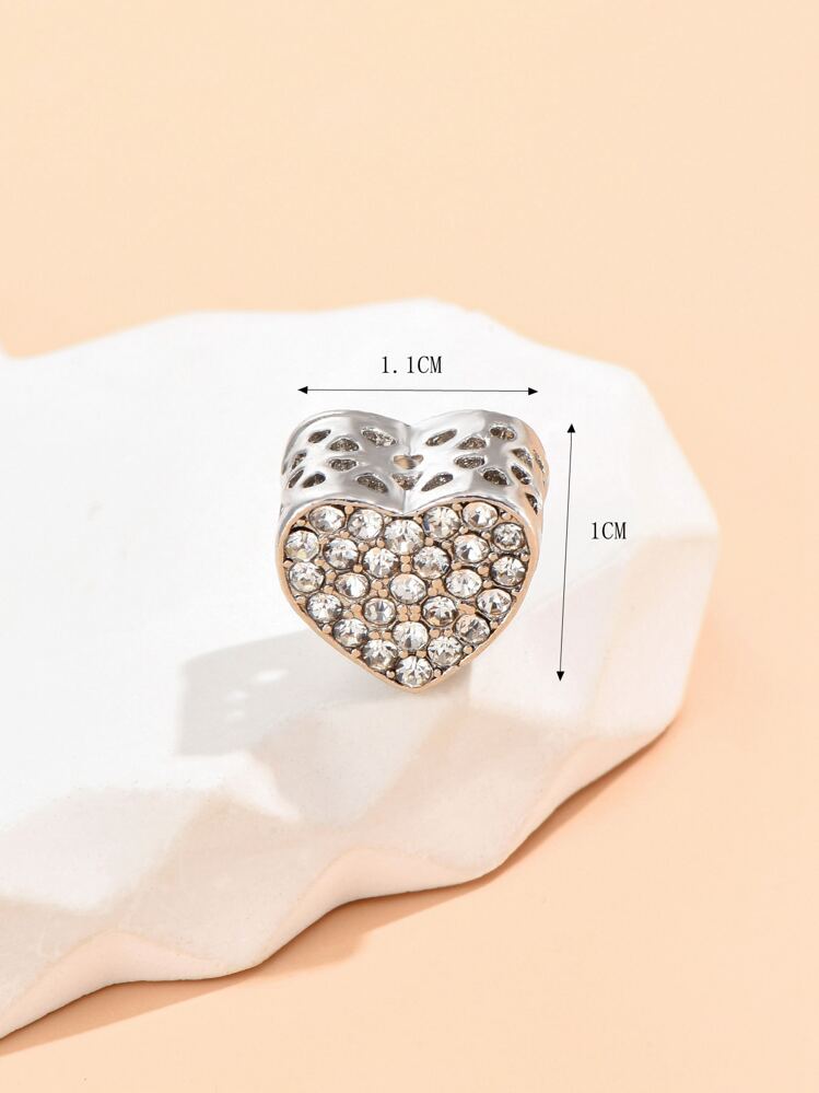 1入組魅力四射鋅合金水鑽愛心設計DIY吊墜適用於女士DIY首飾製作 - 彩色 - 查看 4