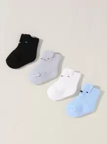 4 Pairs Baby Ear Design Mid-Calf Socks - Multicolor - View 3