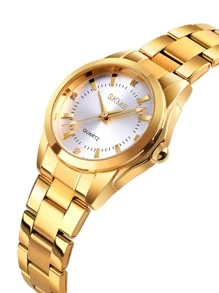 Skmei 防水圓形指針石英手錶 - 金色 - 查看 3