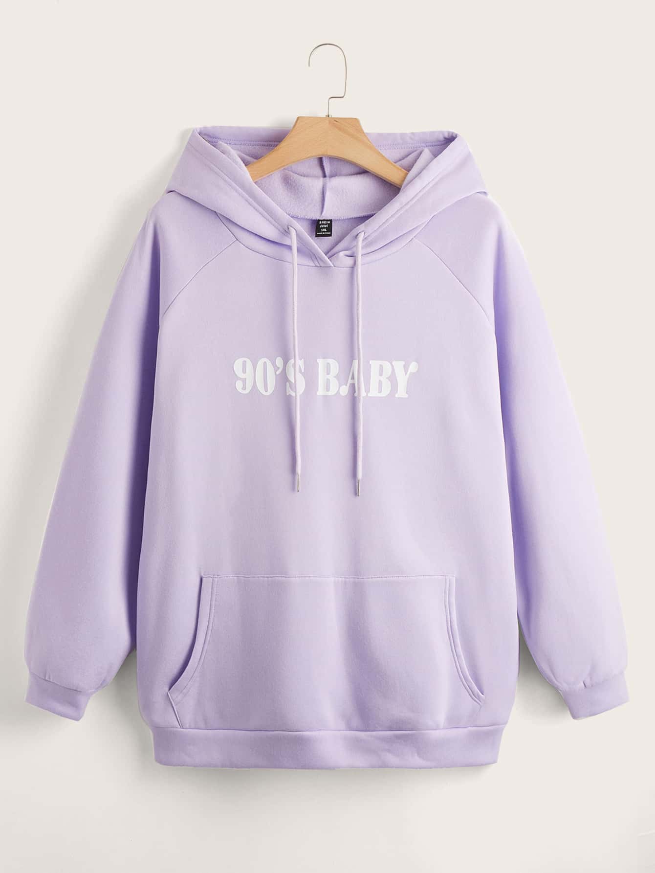 SHEIN Qutie Plus Letter Graphic Kangaroo Pocket Drawstring Hoodie | SHEIN  USA