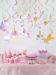 22 chiếc vòng treo trang trí họa tiết kỳ lân, đồ trang trí treo bằng kim loại nhiều màu sắc cho tiệc sinh nhật, Giáng sinh - Nhiều màu - Xem 2