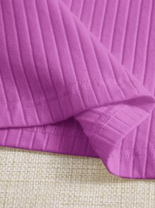 SHEIN EZwear Solid Rib Knit Tank Top - Purple - View 4