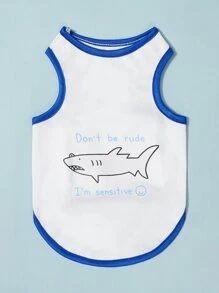 EVERYDAYFISH 艺术家 Girlcore 卡通鲨鱼和字母图形宠物坦克 - 彩色 - 查看 1