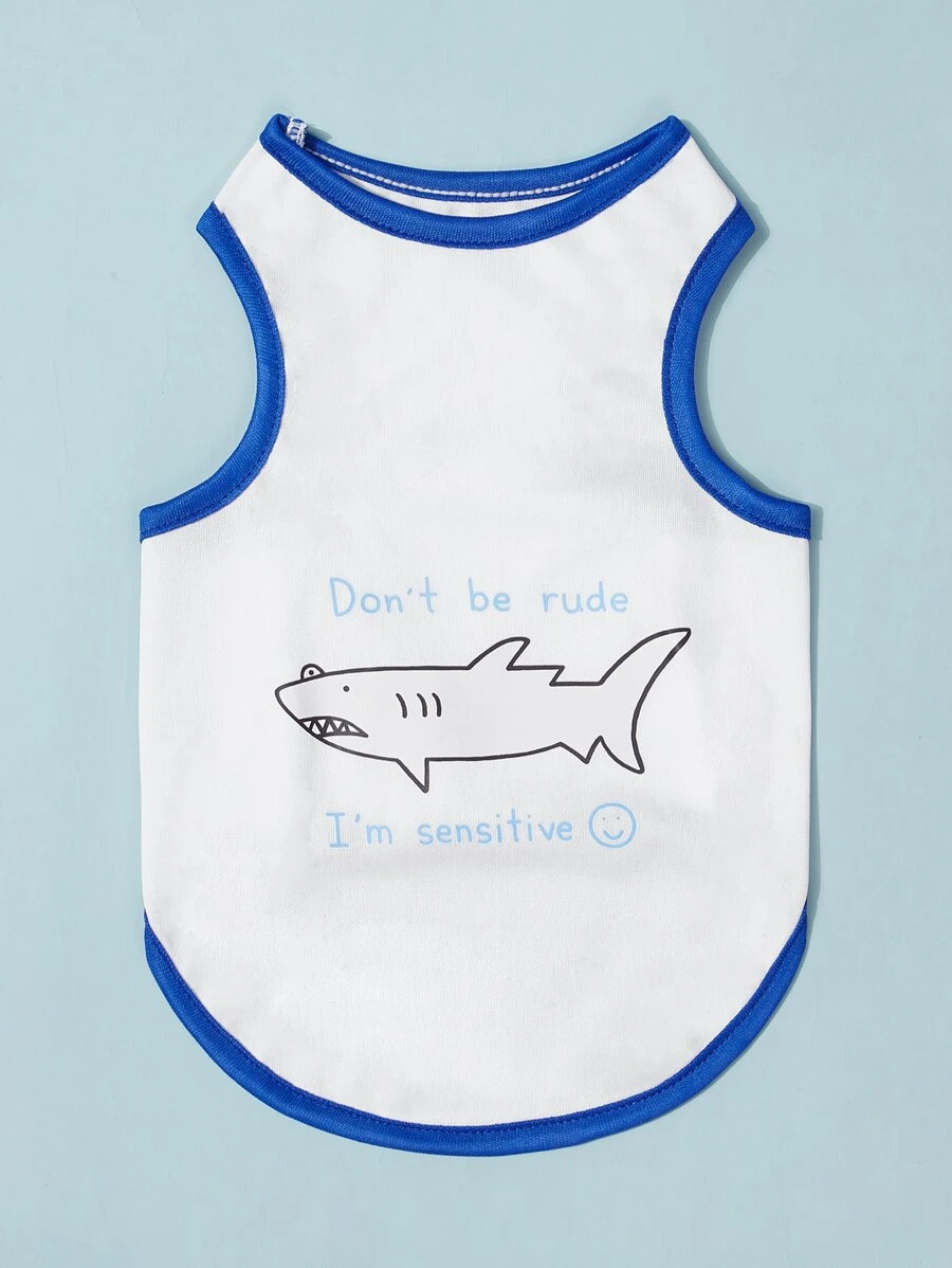 EVERYDAYFISH 艺术家 Girlcore 卡通鲨鱼和字母图形宠物坦克 - 彩色 - 查看 1