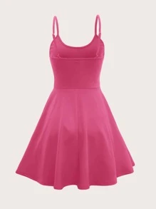 SHEIN MOD Solid Flare Hem Cami Dress - Pink - View 3