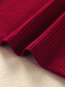 SHEIN Cô Gái Trẻ Cổ không đối xứng Viền Ruffle Đầm - Đỏ - Xem 5