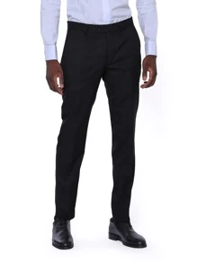 Calvornis Men Zipper Fly Tailored Trousers - Black - View 1