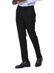 Calvornis Men Zipper Fly Tailored Trousers - Black - View 4