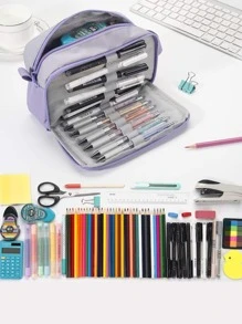 1入組多層貼布裝飾筆袋 - 紫色 - 查看 3