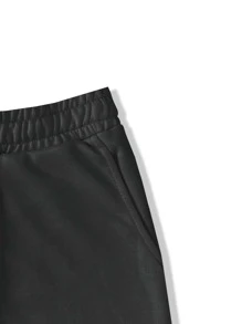 Manfinity Homme Men Patch Detail Drawstring Waist Shorts - Black - View 3