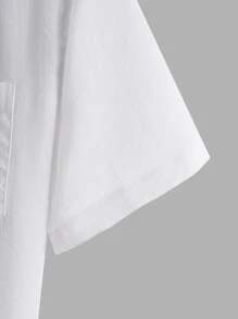 Manfinity Homme Men Pocket Patched Shirt & Drawstring Waist Shorts Without Tee - White - View 4