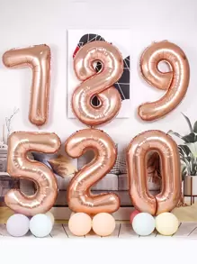 1pc Number Shaped Balloon, 40 Inch Rose Gold Number Balloon For Birthday Party - Rose Gold - View 1