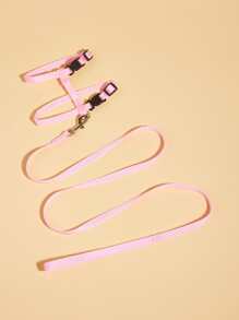 1pc Solid Pet Harness & 1pc Leash - Hồng - Xem 1