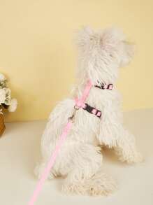 1pc Solid Pet Harness & 1pc Leash - Hồng - Xem 2