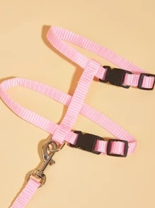 1pc Solid Pet Harness & 1pc Leash - Hồng - Xem 4