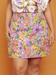 SHEIN VCAY Plus Floral Print Skirt