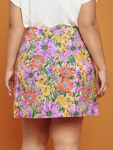 SHEIN VCAY Plus Floral Print Skirt