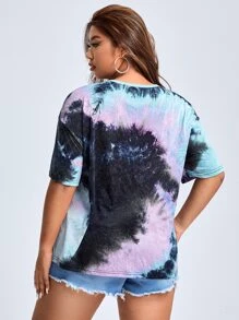 SHEIN EZwear Áo thun Plus size Dây kéo Cà vạt nhuộm Giải trí - Nhiều màu - Xem 2