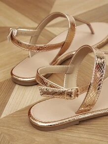 Women's Elegant Satin T-Strap Thong Sandals, Charismatic Vacation Style Ankle Strap Flat Sandals