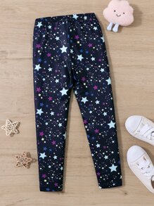 Toddler Girl Leggings Thiên hà Giải trí - Màu xanh hải quân - Xem 2